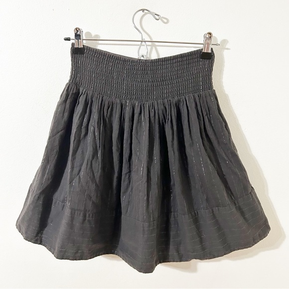 Anthropologie Staring at Stars Metallic Striped Full Mini Skirt Lined Elastic - Picture 4 of 10